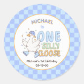 Sticker Rond Blue One Silly Goose-Boy's First Birthday (Devant)