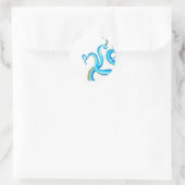 Sticker Rond Blue Orange Tentacles (Sac)