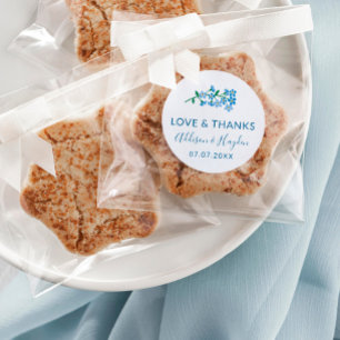 Sticker Rond Blue Oubliez-moi Pas Mariage Amour & Merci