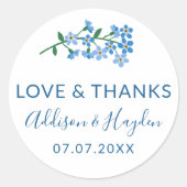Sticker Rond Blue Oubliez-moi Pas Mariage Amour & Merci (Devant)