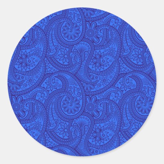 Sticker Rond Blue Paisley (Devant)