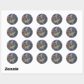 Sticker Rond Blue Paisley Floral Plutôt (Feuille)