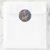 Sticker Rond Blue Paisley Floral Plutôt (Sac)