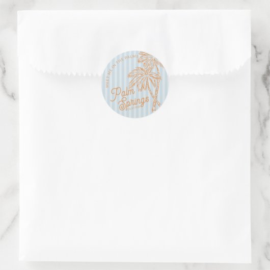 Sticker Rond Blue Palm Spring Pastel Beach Party Enveloppe Favo (Sac)