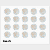 Sticker Rond Blue Palm Spring Pastel Beach Party Favoriser (Feuille)