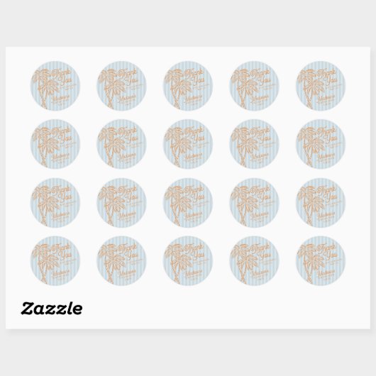 Sticker Rond Blue Palm Spring Pastel Beach Party Favoriser (Feuille)