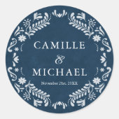 Sticker Rond Blue Papel Picado Wedding Favor (Devant)