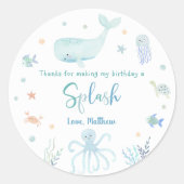 Sticker Rond Blue Pastel Under the Sea Merci d'anniversaire (Devant)