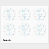 Sticker Rond Blue Pastel Under the Sea Merci d'anniversaire (Feuille)