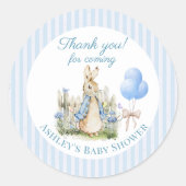 Sticker Rond Blue Peter Rabbit Baby shower Garçon Merci Faveurs (Devant)