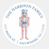 Sticker Rond Blue Pink Chinoiserie Toile Nutcracker Adresse (Devant)
