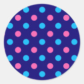 Sticker Rond Blue Pink Cyan Polka Dot Pattern (Devant)