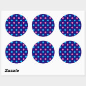 Sticker Rond Blue Pink Cyan Polka Dot Pattern (Feuille)