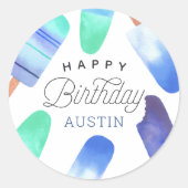 Sticker Rond Blue Popsicle Anniversaire de enfant personnalisé (Devant)