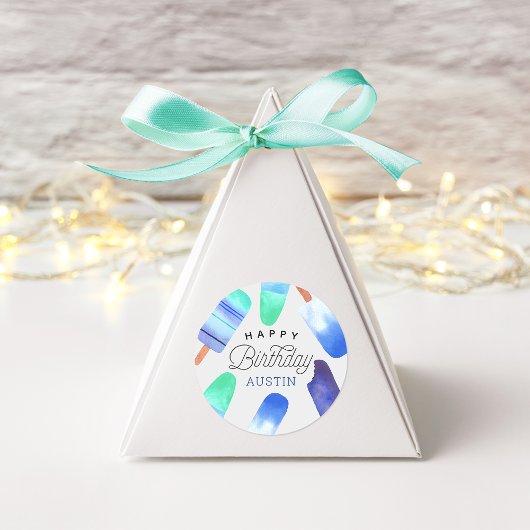 Sticker Rond Blue Popsicle Anniversaire de enfant personnalisé