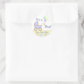 Sticker Rond Blue Pram - C'est un garçon ! (Sac)