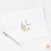 Sticker Rond Blue Pram - C'est un garçon ! (Enveloppe)