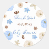 Sticker Rond Blue Pumpkin Garçon Baby Douche Merci (Devant)