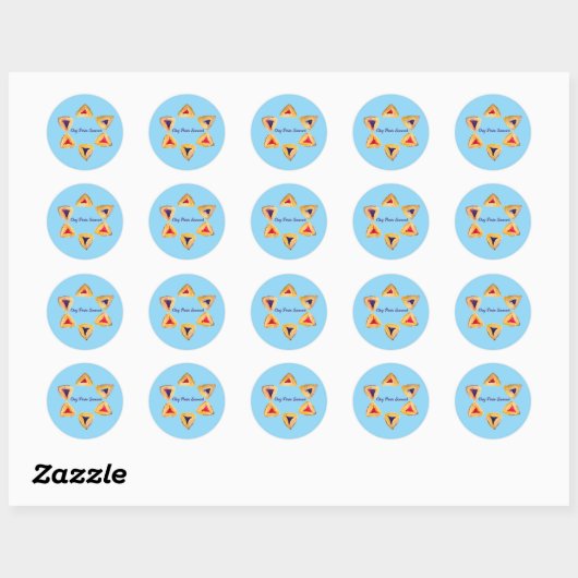 Sticker Rond Blue Purim Hamantaschen (Feuille)