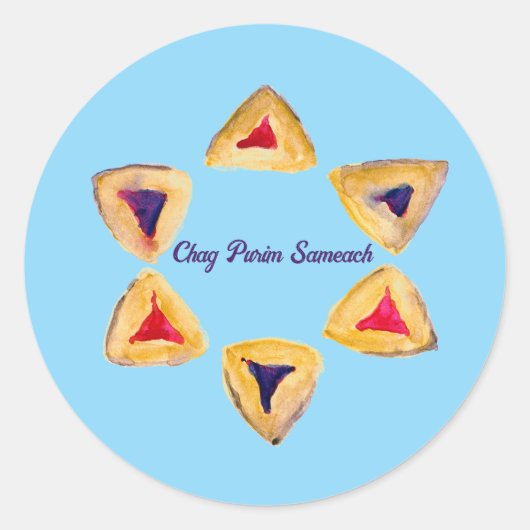 Sticker Rond Blue Purim Hamantaschen (Devant)
