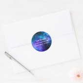 Sticker Rond Blue Purple Aquarelle Galaxy Adresse de retour (Enveloppe)