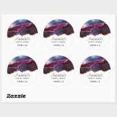 Sticker Rond Blue & Purple Space & Stars Moderne Agate Candle (Feuille)