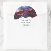 Sticker Rond Blue & Purple Space & Stars Moderne Agate Candle (Sac)