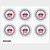 Sticker Rond Blue Race Car Anniversaire Baby shower (Feuille)
