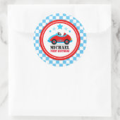 Sticker Rond Blue Race Car Anniversaire Baby shower (Sac)