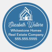 Sticker Rond Blue Real Estate Company Chic Customized Realtor (Devant)