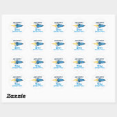 Sticker Rond Blue Retro Rocket Ship Personnalisé Anniversaire G (Feuille)