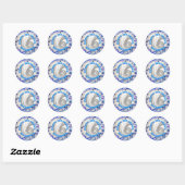 Sticker Rond Blue Ribbon & Stars Confetti 16e fête d'anniversai (Feuille)