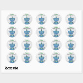 Sticker Rond Blue Robot Boys fête d'anniversaire (Feuille)