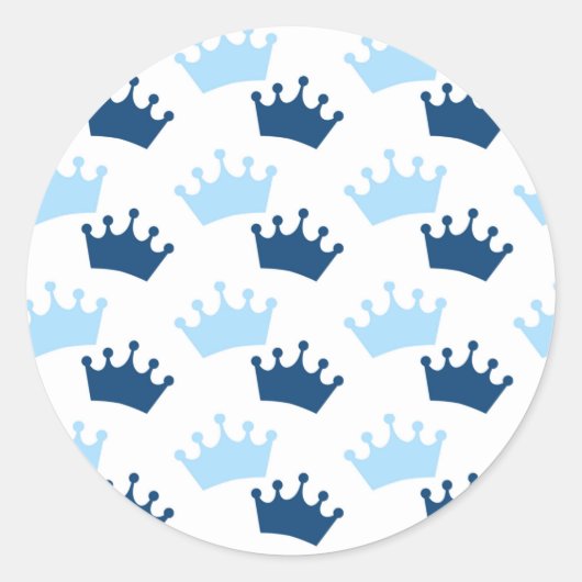 Sticker Rond Blue Royal Crowne Fairytale Prince Baby shower (Devant)