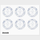 Sticker Rond Blue Safari Toile de Jouy | Baby shower (Feuille)