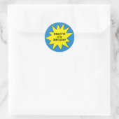 Sticker Rond Blue Save Day Superhero Custom Birthday (Sac)