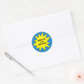 Sticker Rond Blue Save Day Superhero Custom Birthday (Enveloppe)