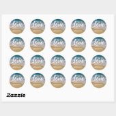 Sticker Rond Blue Sea Beach Wedding Favor (Feuille)