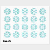 Sticker Rond Blue Seashell Diamond Nautical Beach Monogramme (Feuille)