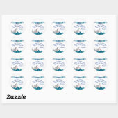 Sticker Rond Blue Shark Nautical Birthday Favoriser Merci (Feuille)