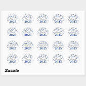 Sticker Rond Blue Silver Confetti Graduation 2025 (Feuille)