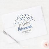 Sticker Rond Blue Silver Confetti joyeuse retraite (Enveloppe)