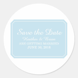 Sticker Rond Blue Simply Elegant Enregistrer la date