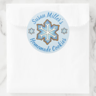 Sticker Rond Blue Snowflake Holiday Sucre Cookie Fabriqué Par