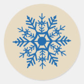 Sticker Rond Blue Snowflake Scandinave Christmas Design Clés (Devant)