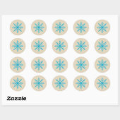 Sticker Rond Blue Snowflake Scandinave Design de Noël (Feuille)