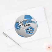 Sticker Rond Blue Soccer Ball Player Kicks (Enveloppe)