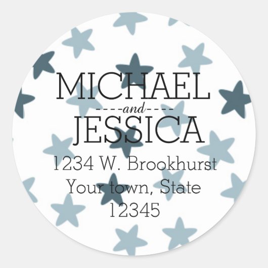 Sticker Rond Blue Stars Adresse personnalisée (Devant)