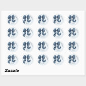 Sticker Rond Blue Striped Bow Baby Shower Thank You (Feuille)