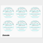 Sticker Rond Blue Stripes Argent Confetti Baby shower Favoriser (Feuille)